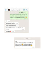 print de uma janela de conversa do whatsapp, onde cliente dá seu feedback sobre o uso dos produtos.