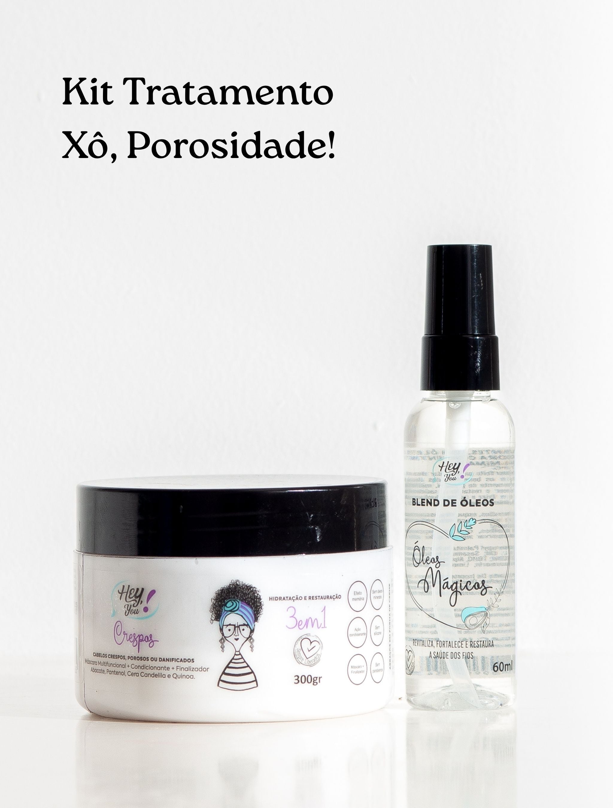 Kit Xô Porosidade – Máscara 3 em 1 + Blend de Óleos | Hidratação, Brilho e Reparação