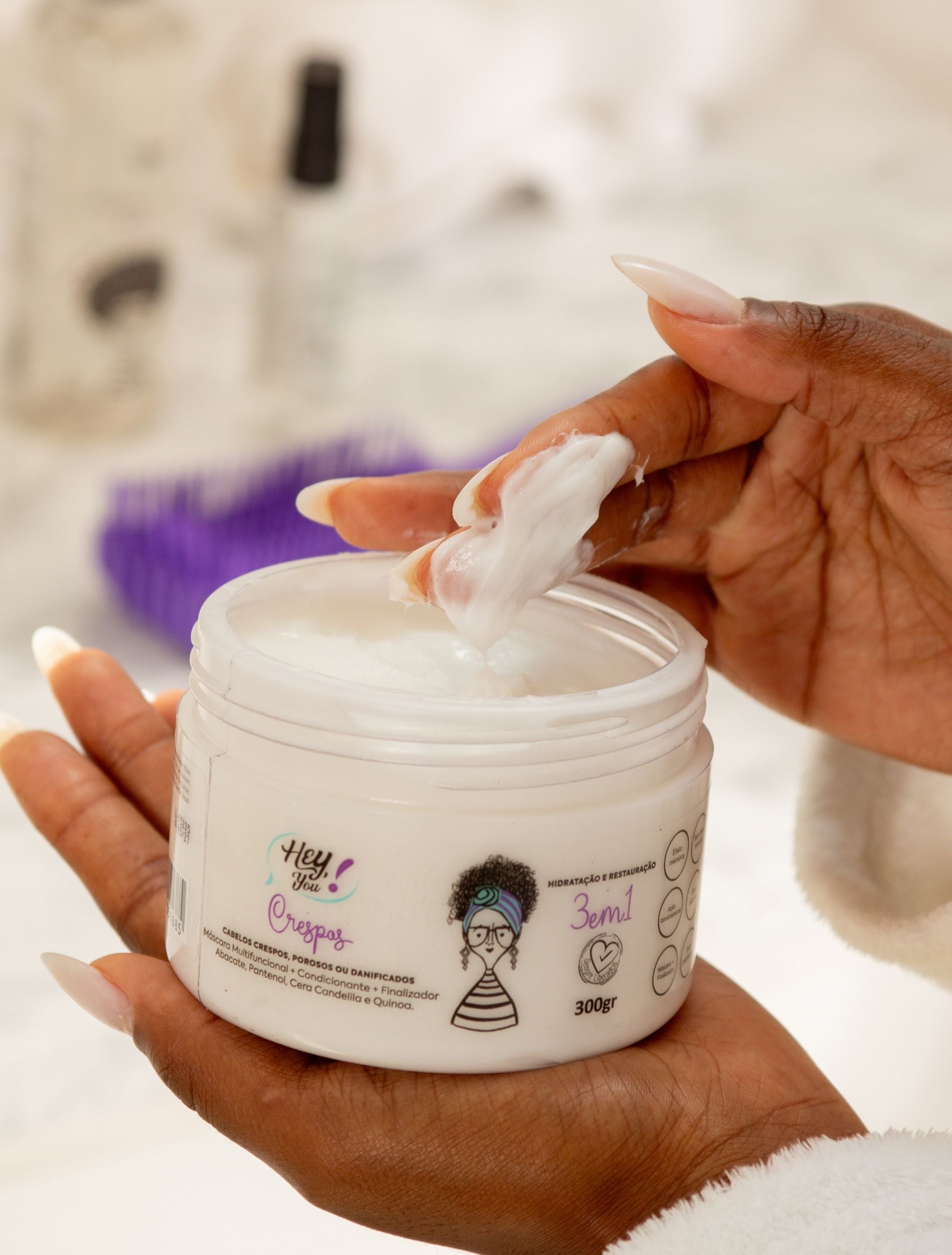 Kit Crespa Poderosa – Máscara Multifuncional 3 em 1 + Gelatina FixaBrilho | Hidratação, Reconstrução e Cuidado