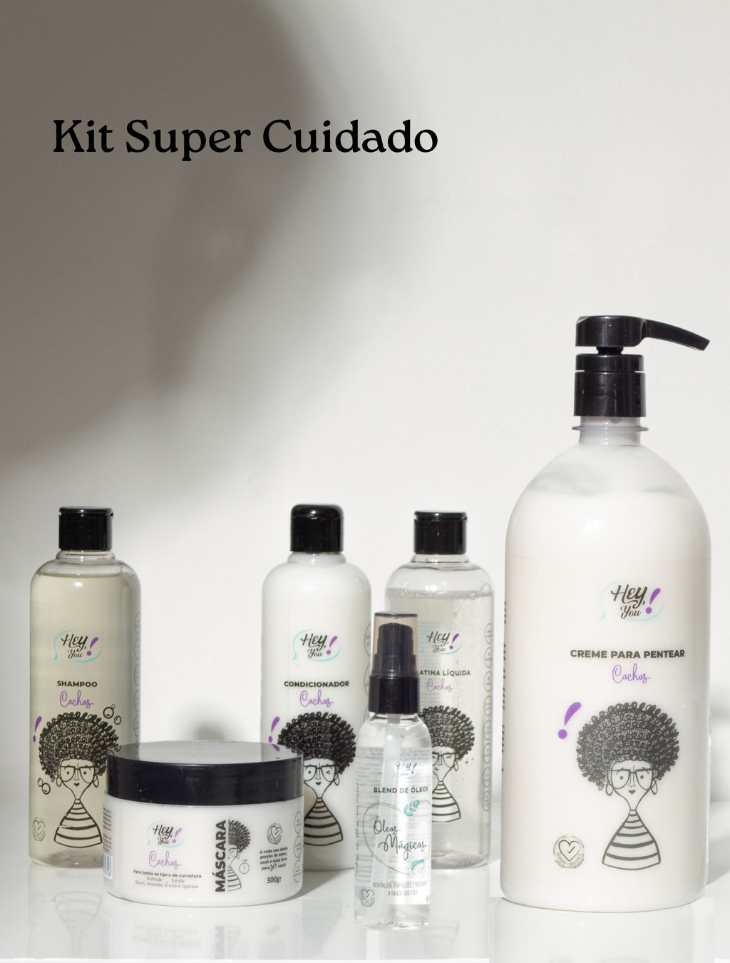 Kit Super Cuidado - Hidratação, Nutrição e Brilho para Ondulados, Cachos e Crespos