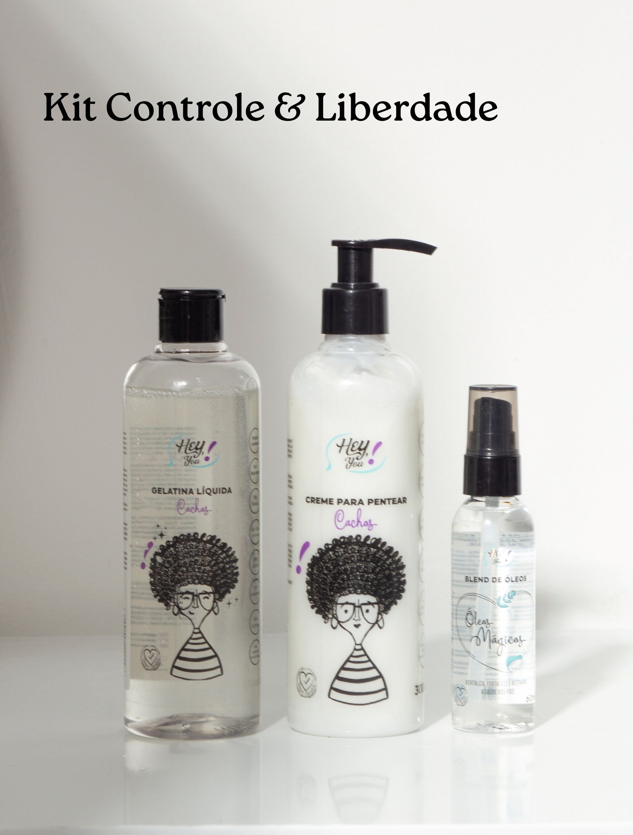 Kit Controle e Liberdade – Creme para Pentear + Gelatina + Blend de Óleos | Definição e Brilho Intenso