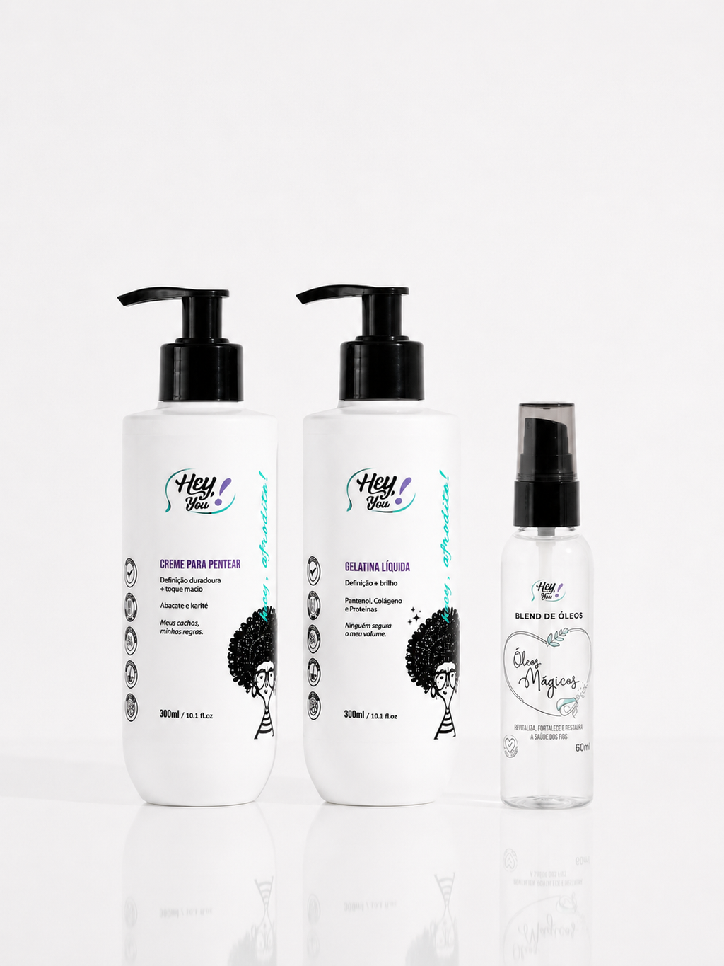 Kit Controle e Liberdade – Creme para Pentear + Gelatina + Blend de Óleos | Definição e Brilho Intenso