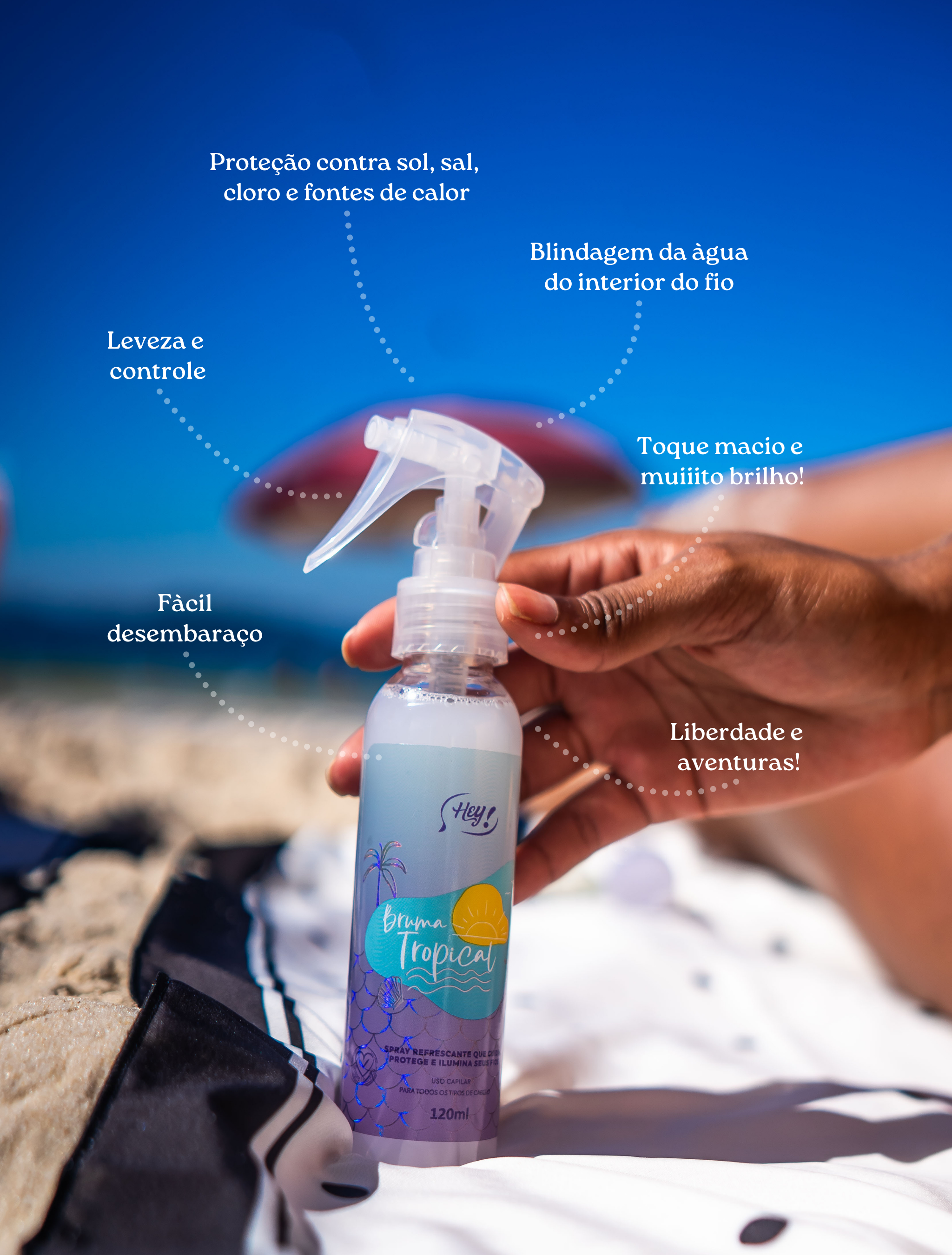 Spray Proteção Solar e Térmica - Hey, Bruma Tropical 120ml